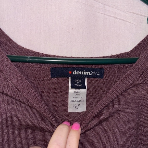 Denim 24/7 Deep Purple Knit Top - Picture 2 of 11